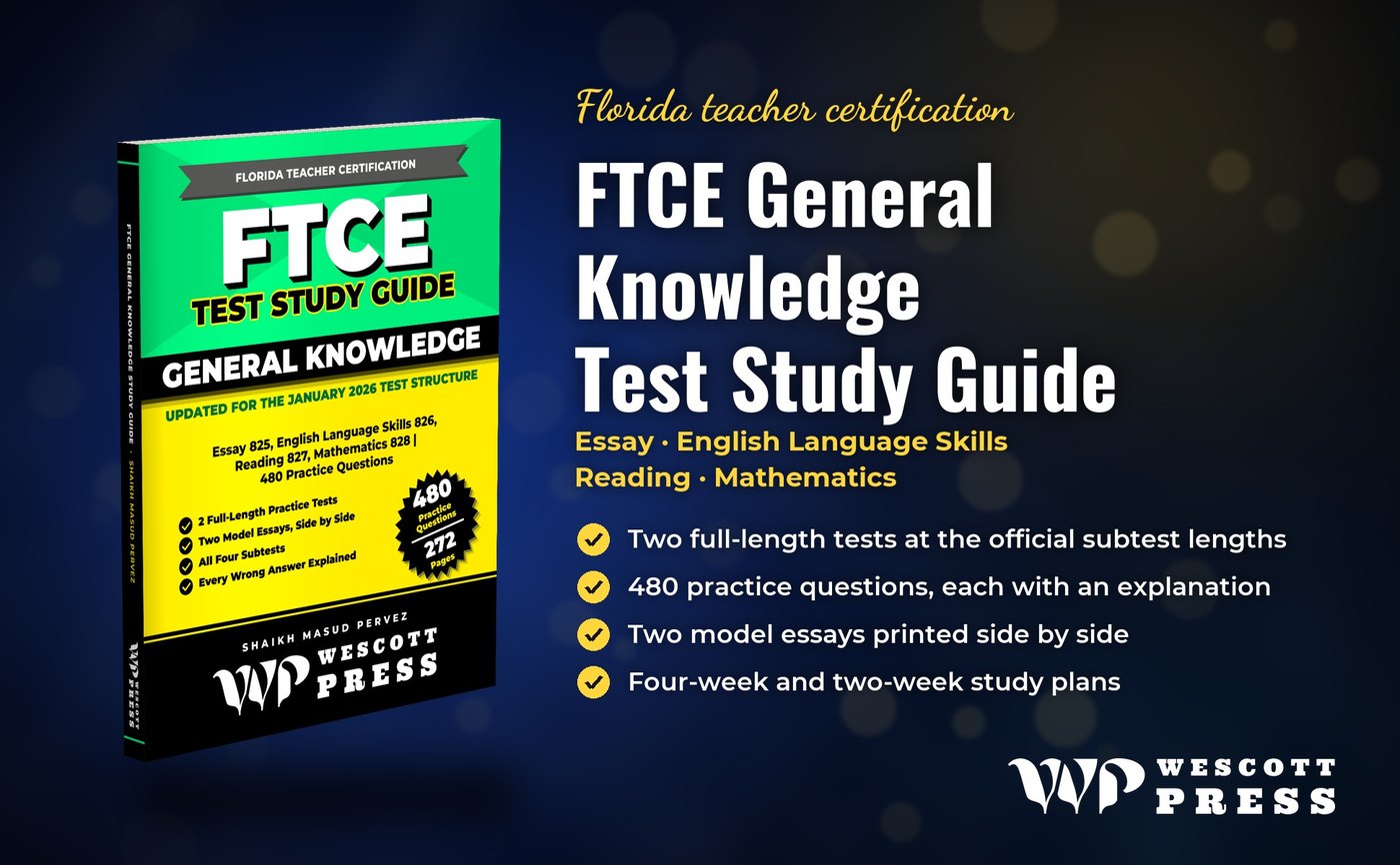 All four FTCE General Knowledge subtests in one book