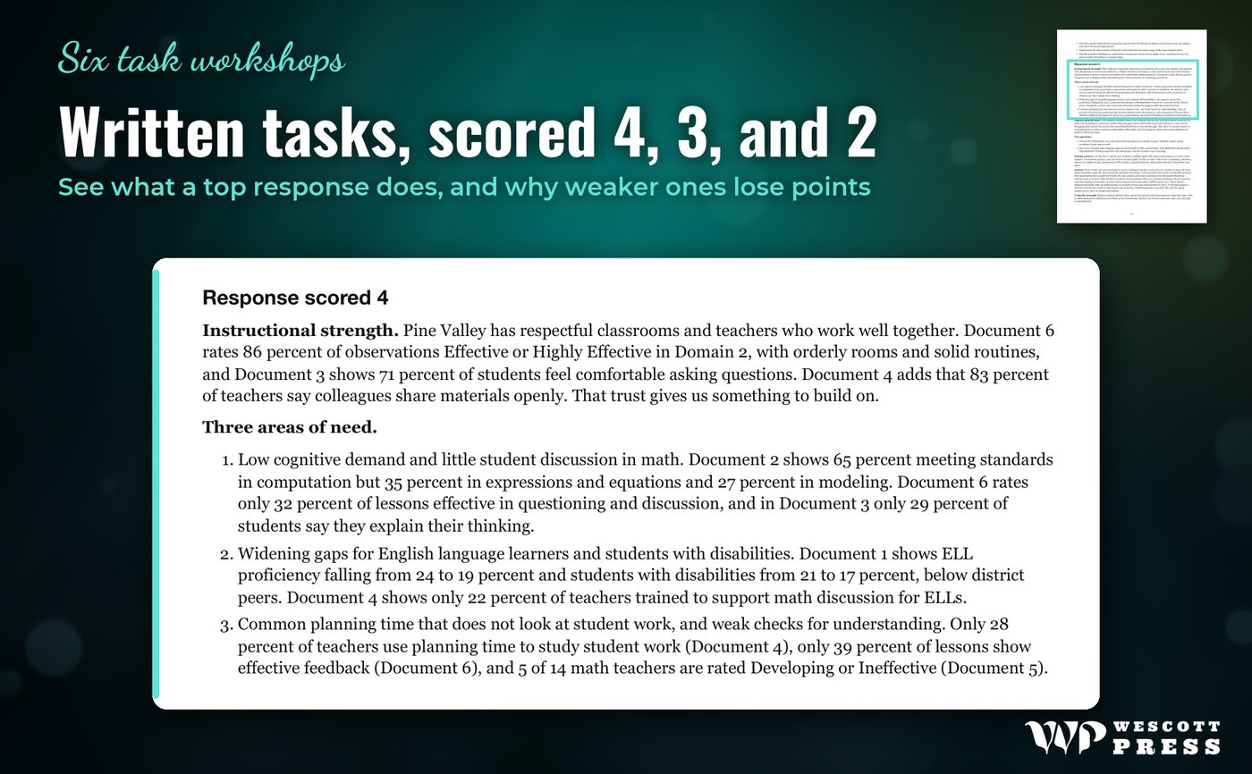 Written tasks, scored 4, 3, and 2