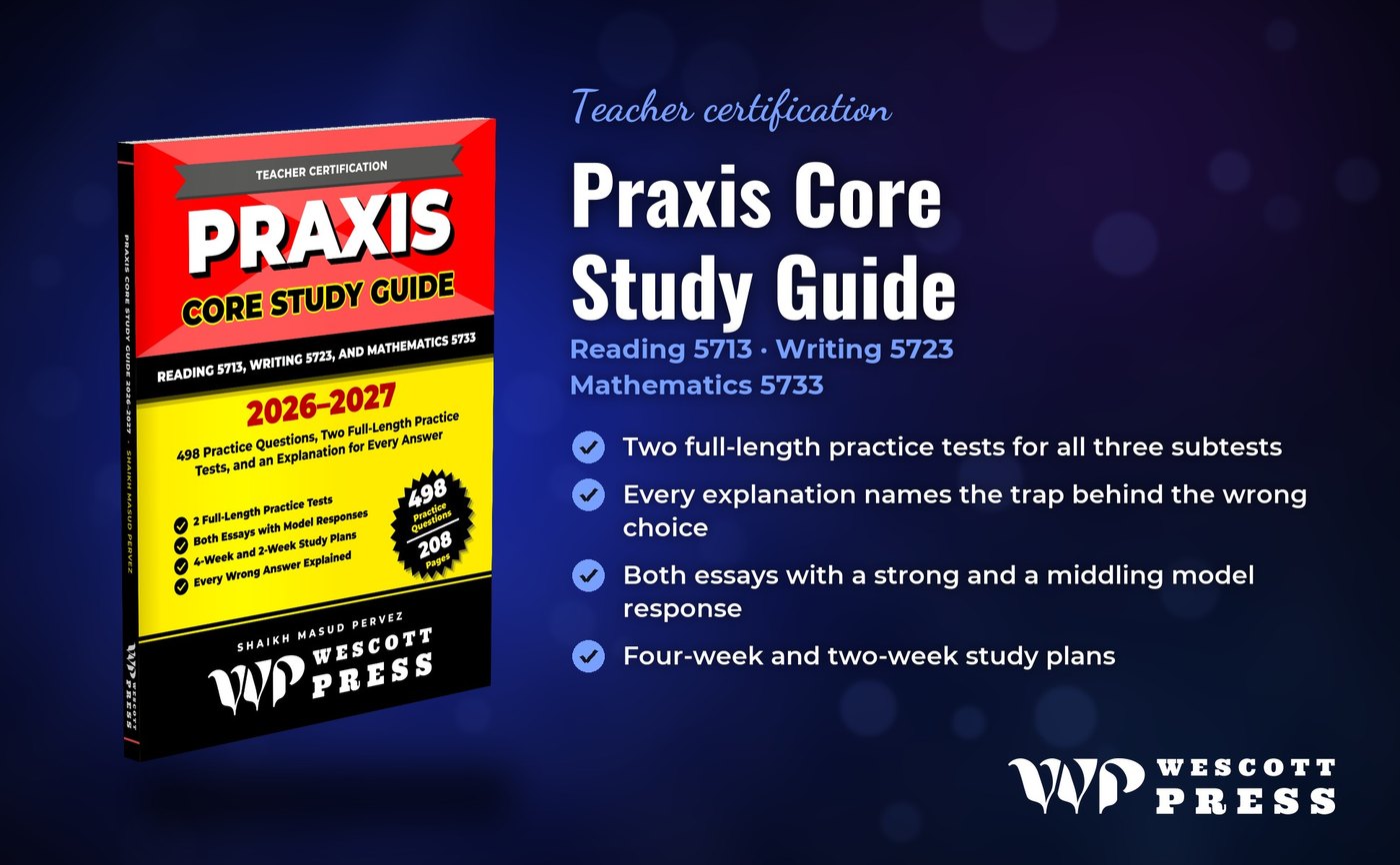 All three Praxis Core subtests in one book