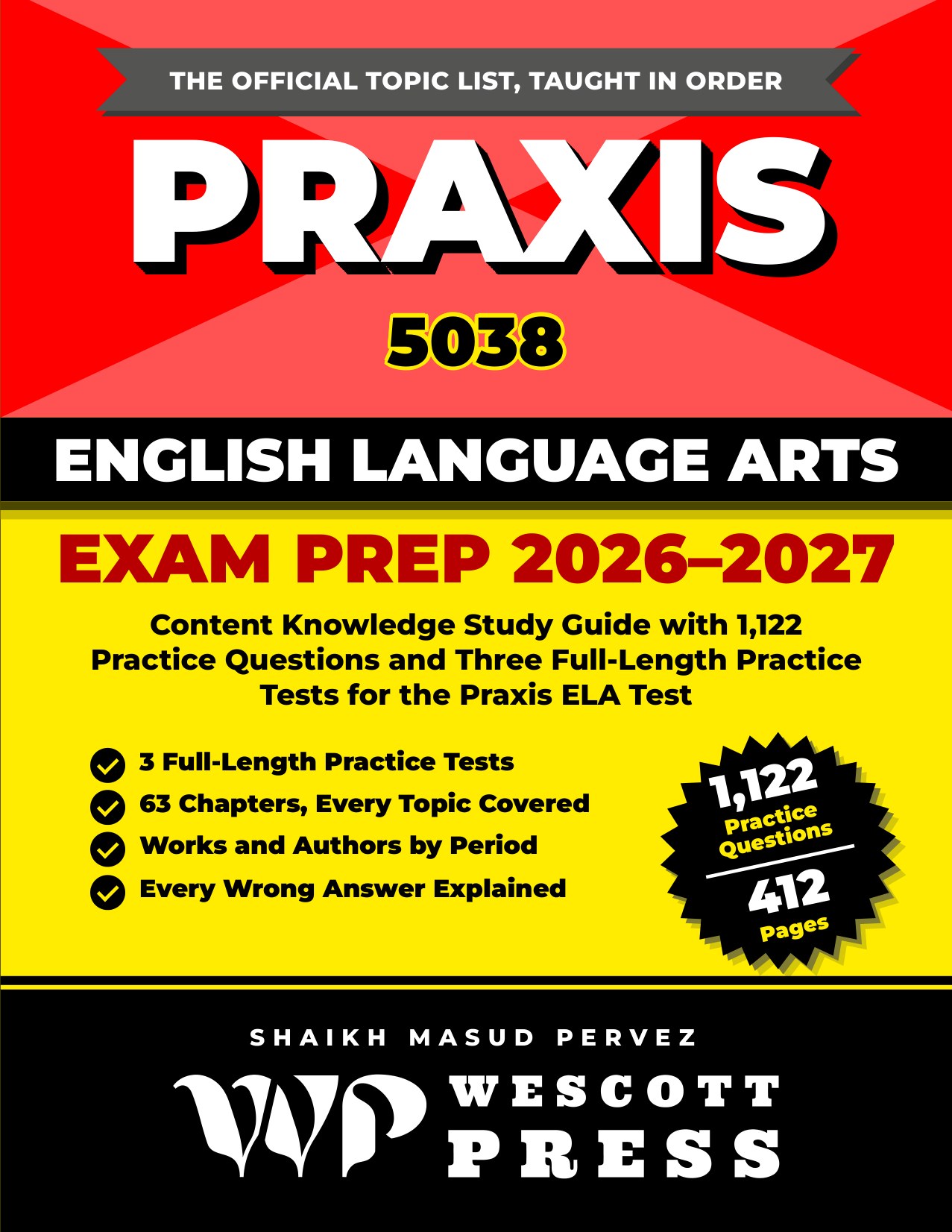Praxis English Language Arts 5038 Exam Prep 2026-2027 cover